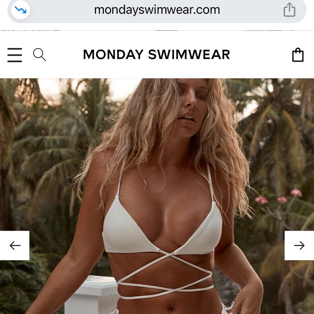 Monday Swimwear White Wrap Triangle Bikini top- Women Swim